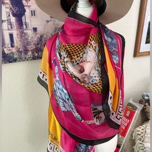 Versace (fake) Vibrant Pink Graphic Scarf